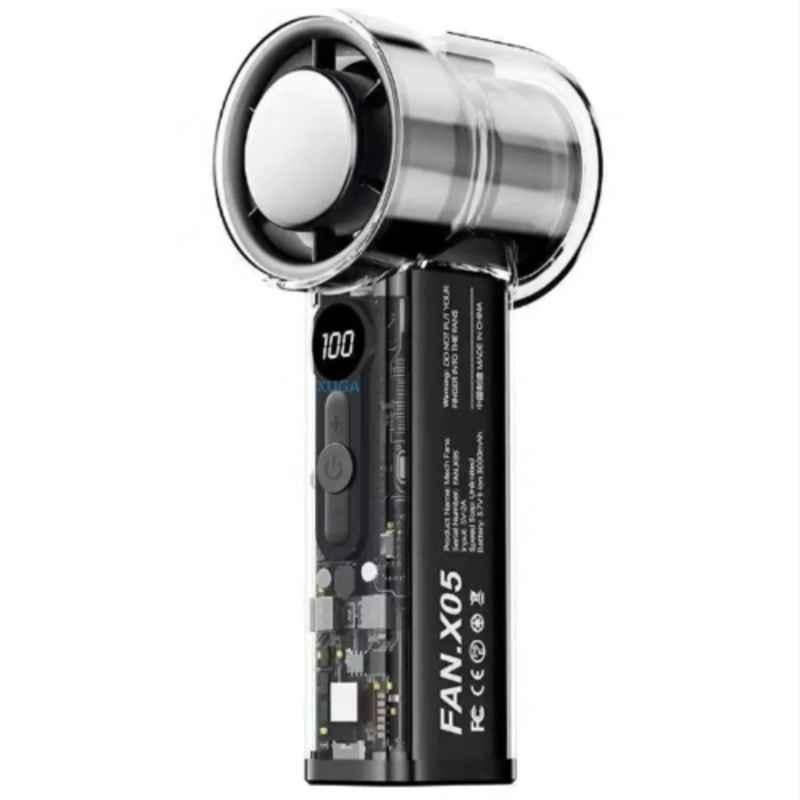 Xuga RIZZ X05-B 3.7W 6000mAh Black Handheld Air Cooling Fan with 1 Year Warranty for Travel, Office & Outdoor Sports