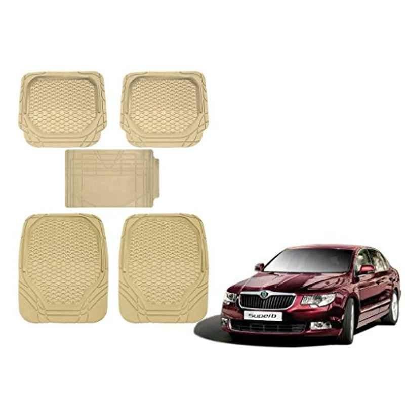 Kozdiko 5 Pcs 8855TW Beige Car Foot Mat Set for Skoda Superb, koz_40184