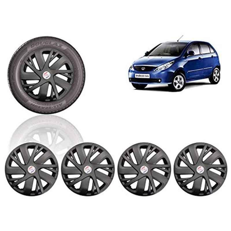 Auto Pearl 4 Pcs 14 inch ABS Black Car Wheel Cover Set for TATA Indica Vista