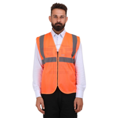 Club Twenty One Workwear Denver Polyester Orange Reflective Safety Vest, 1009, Size: S