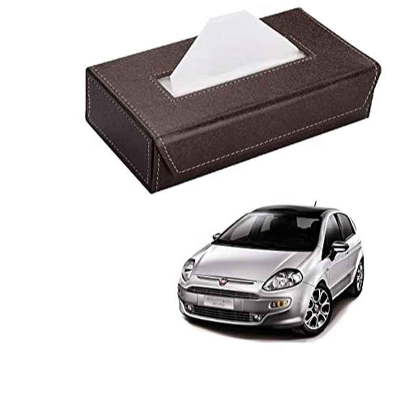 Kozdiko 100 Pulls PU Leather Brown Car Tissue Paper Box with 200 Sheets for Fiat Punto Evo
