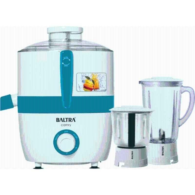 Baltra Camry 500W ABS White Juicer Mixer Grinder with 2 Jars, BJMG-107