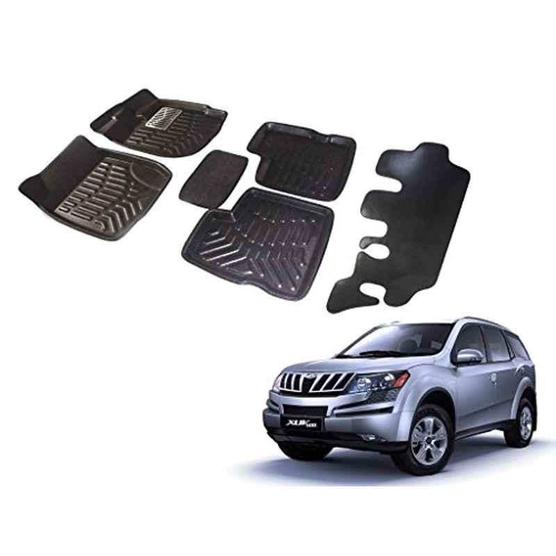 Kozdiko 6 Pcs 3D Black Car Foot Mat Set for Mahindra XUV 500, koz_34588