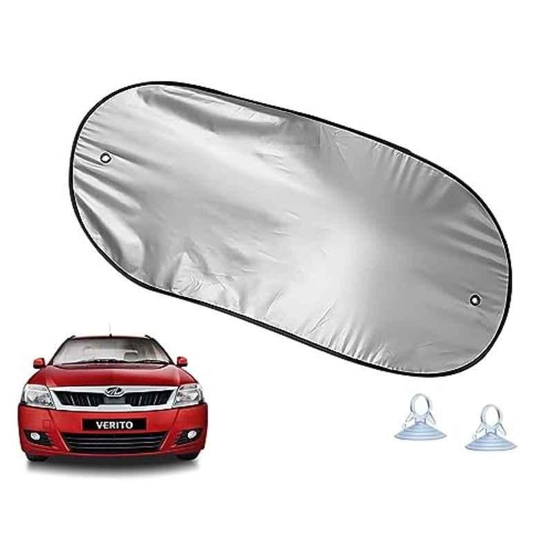 Auto Pearl Polyester Black & Silver Rear Window Sun Shade Curtain with Storage Pouch for Mahindra Verito