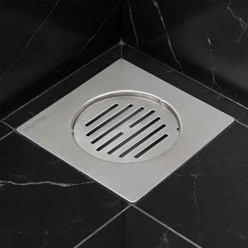 Plantex AXIO 6x6 inch Chrome 304 Grade Stainless Steel Bathroom Drain Cover/Floor Drain Jali for Bathroom/Drainage Cover