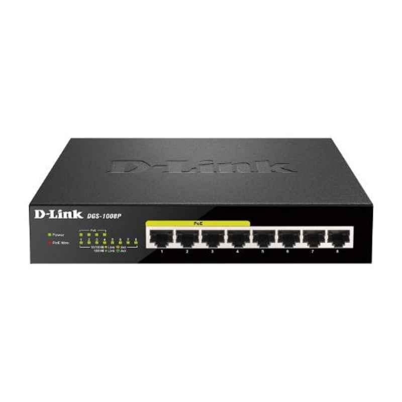 D-Link 1000Mbps 8 Port Gigabit Ethernet PoE Switch, DGS-1008P