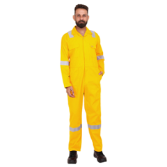 Club Twenty One Workwear Dubai Cotton Yellow Safety Coverall with Reflective Tape, 2008, Size: M