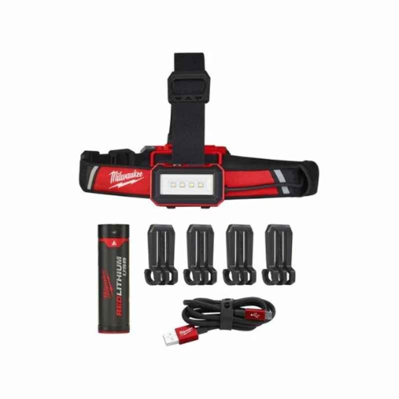 Milwaukee 600 lm Black & Red Rechargeable Hard Headlamp, L4HLRP-201