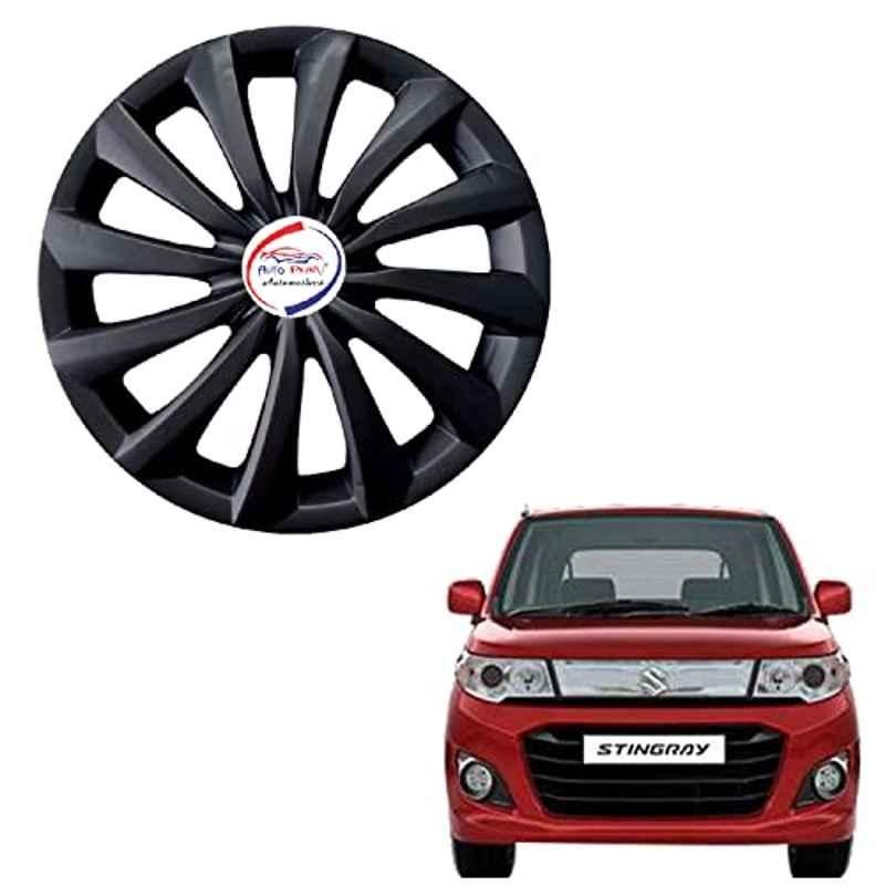 Auto Pearl 4 Pcs 13 inch ABS Black Hubcap Wheel Cover Set with Retention Ring for Maruti Suzuki Wagon R Stingray