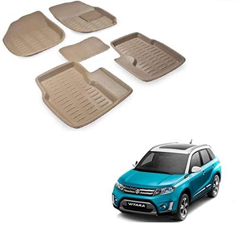 Kozdiko 5 Pcs 3D TPE Black Car Foot Mat Set for Maruti Suzuki Vitara Brezza, koz_68038