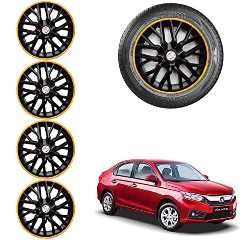 Auto Pearl 4 Pcs 14 inch ABS Black & Yellow Car Wheel Cover Set for Honda Amaze 2018