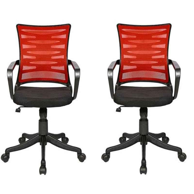Regent Zig Zag Net & Metal Black Red Chair with Modle Handle (Pack of 2)