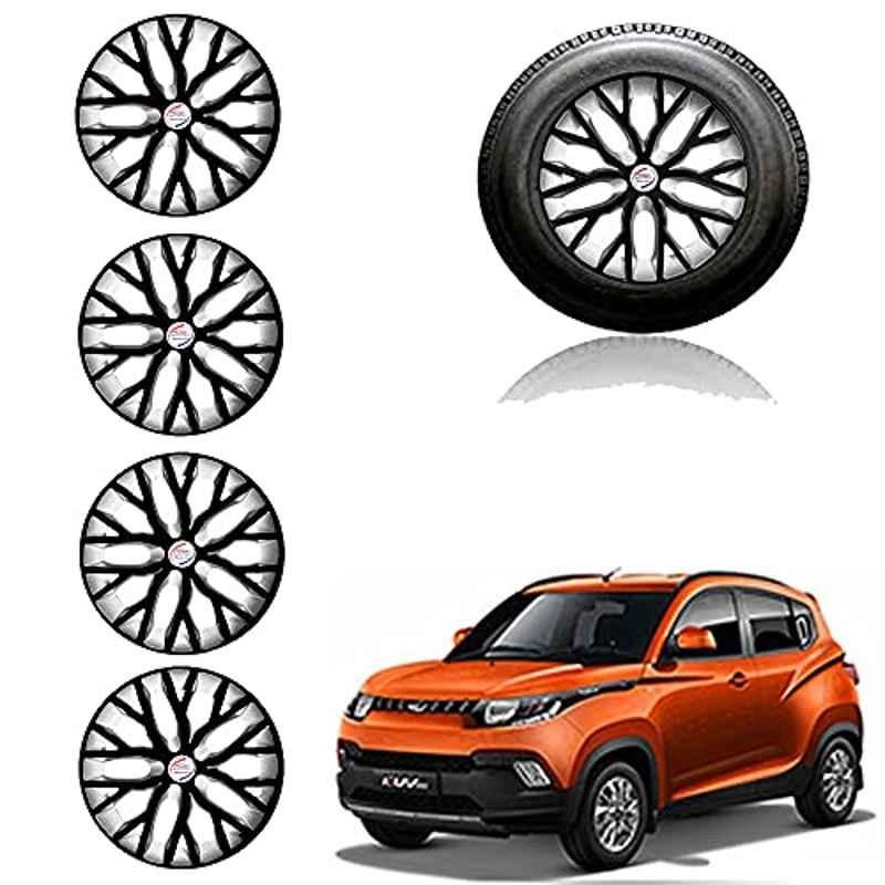 Auto Pearl 14 inch ABS Black & Silver Press Type Car Hub Cap Wheel Cover for KUV 100