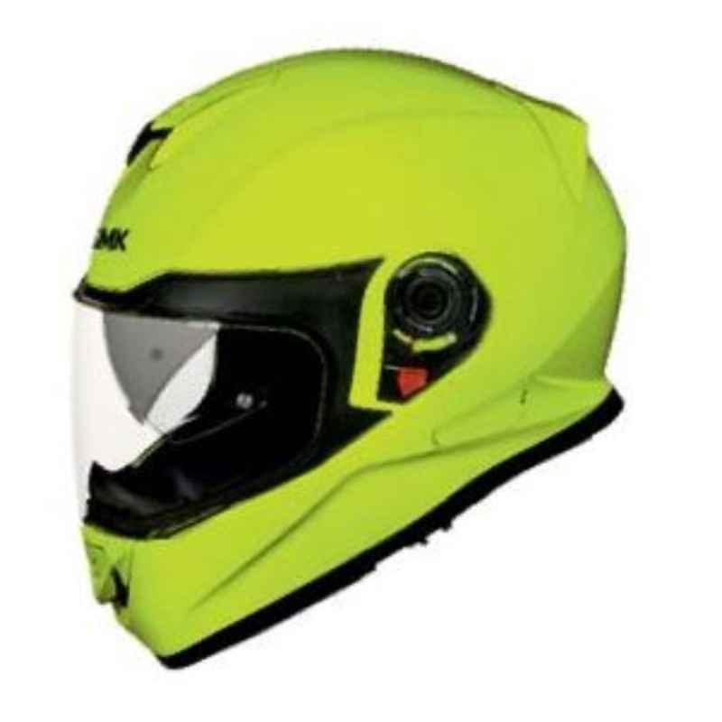SMK Gullwing Unicolour HV Neon Green Full Face Motorbike Helmet, HV 400, Size: Small