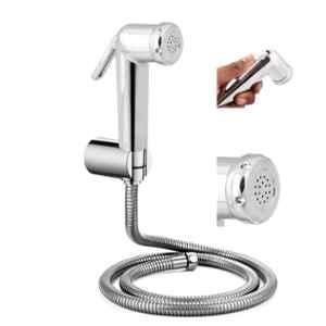 Elegant Casa ABS Silver Chrome Handheld Bidet Sprayer Health Faucet Gun with Wall Hook & 1 Meter Hose Pipe
