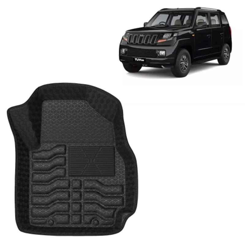 Kingsway 4 Pcs Premium 4.5D 100% Waterproof Tray Shape PVC Black Car Floor Mat Set for Mahindra TUV 300 2015 to 2020 All Model
