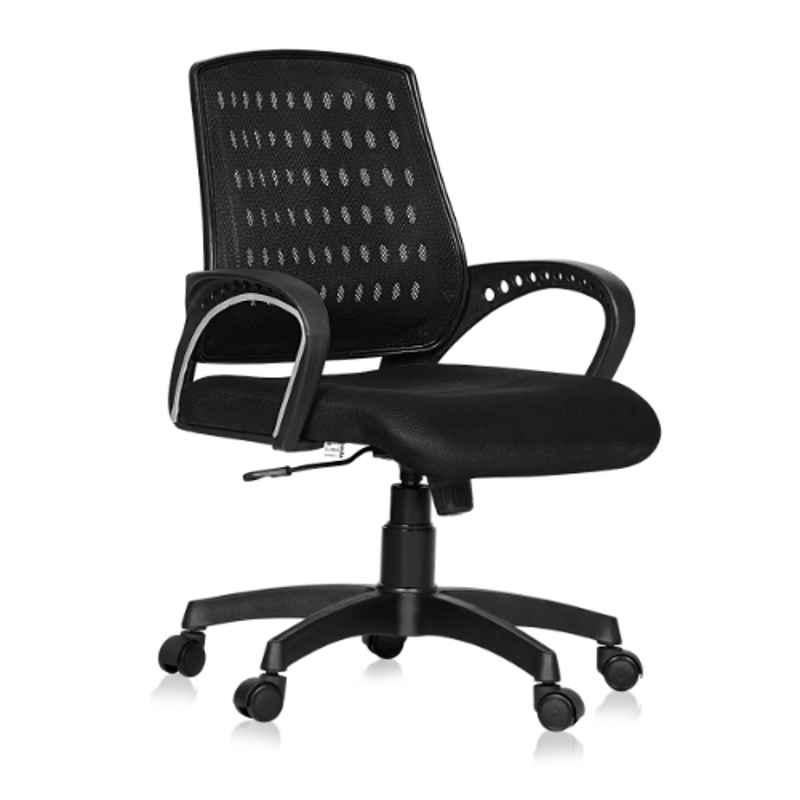 Da URBAN Boom 03 Black Mid-Back Revolving Mesh Ergonomic Chair for Home & Office
