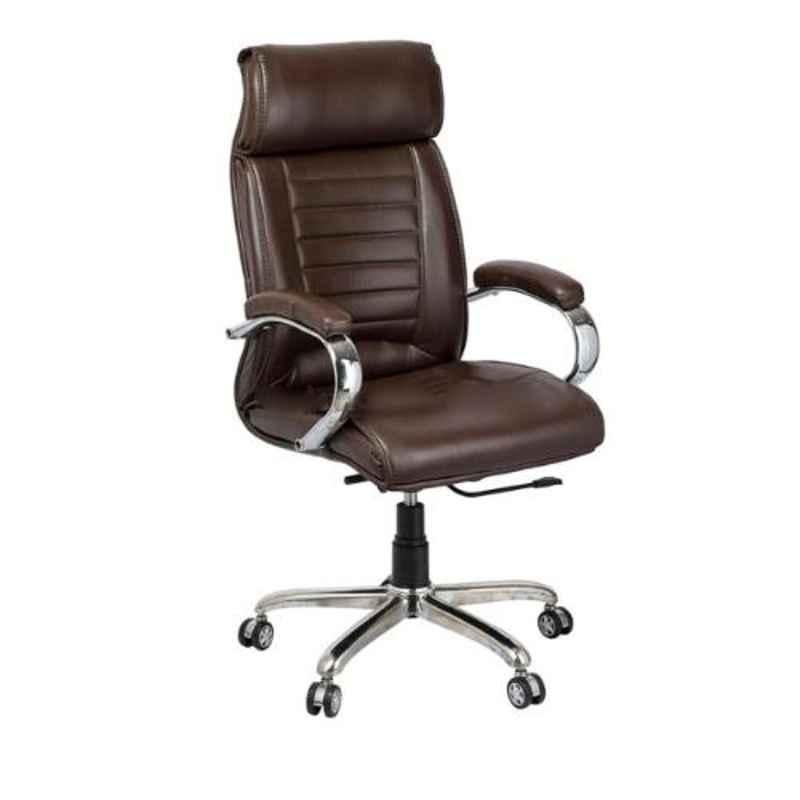 Modern India Leatherette Brown High Back Office Chair, MI266 (Pack of 2)