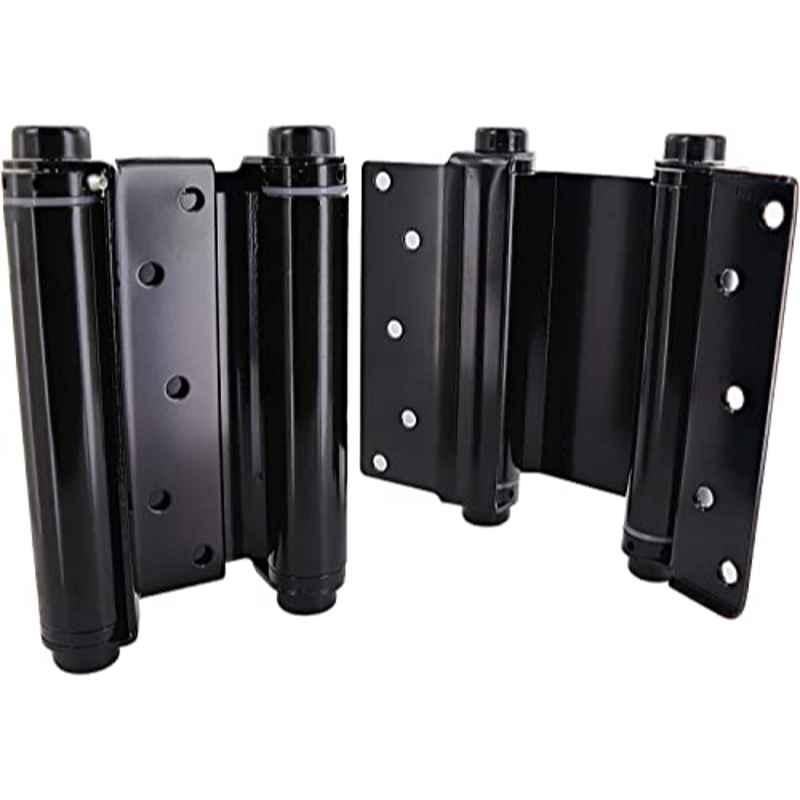 Robustline 4 inch Stainless Steel Black Double Action Spring Hinges (Pack of 2)