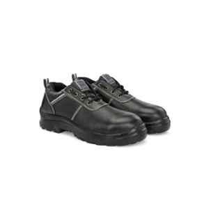 Eego Italy Safeguard Genuine Leather Steel Toe Black Safety Shoes with PU Sole, ISI & BIS Approved, Size: 11