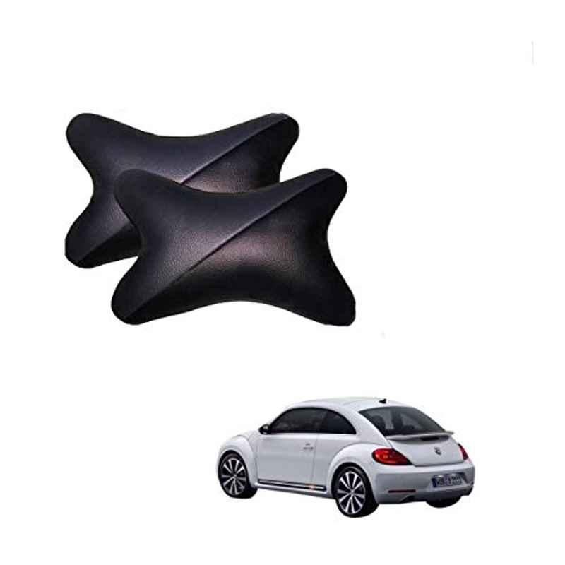 Kozdiko 2 Pcs Memory Foam Grey & Black Car Neck Rest Cushion Pillow Set for Volkswagen Beetle