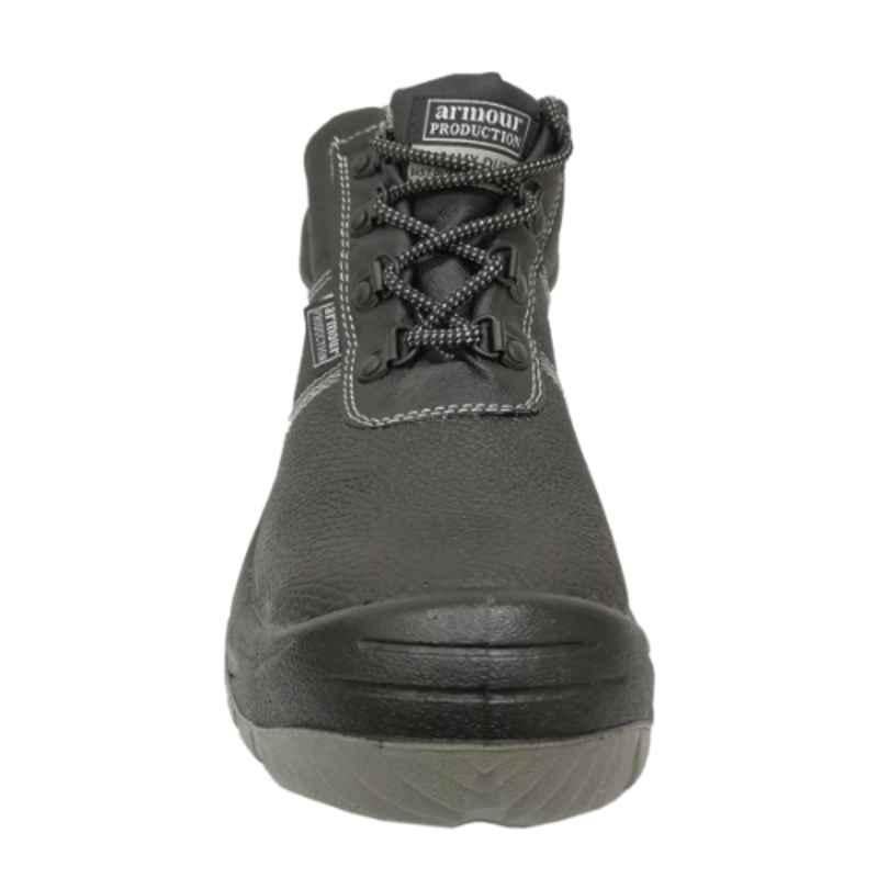 Armour Production Leather Steel Toe Black Safety Shoes, LY 20, Size: 46