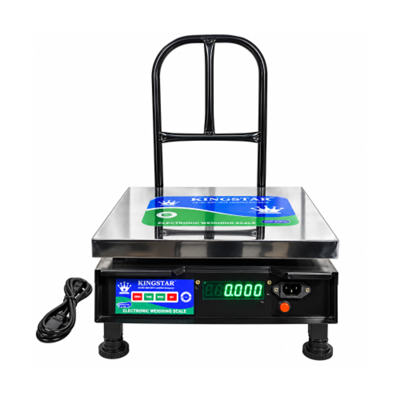Kingstar 100kg 300x300mm Mild Steel Bright Green LED Backlit Display Weighing Scale