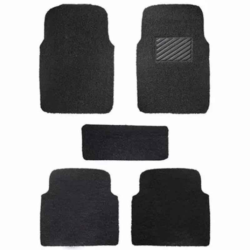Auto Beast 5 Pcs 18mm PVC Grass Black Car Floor Mat Set for Maruti Suzuki Eeco
