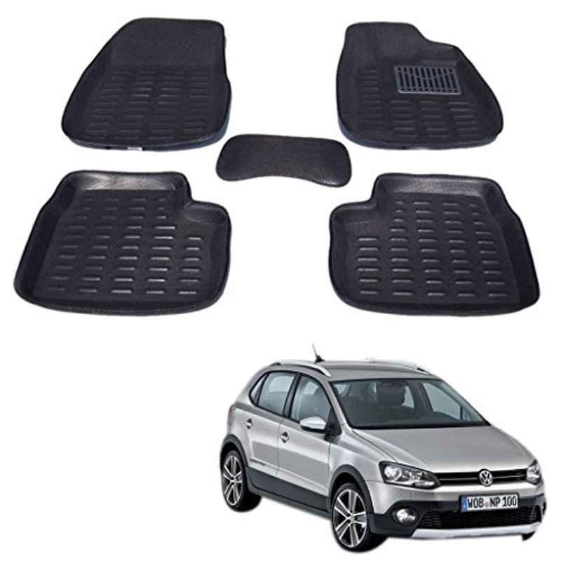 Kozdiko 5 Pcs 3D Black Car Foot Mat Set for Volkswagen Polo Cross, koz_19168