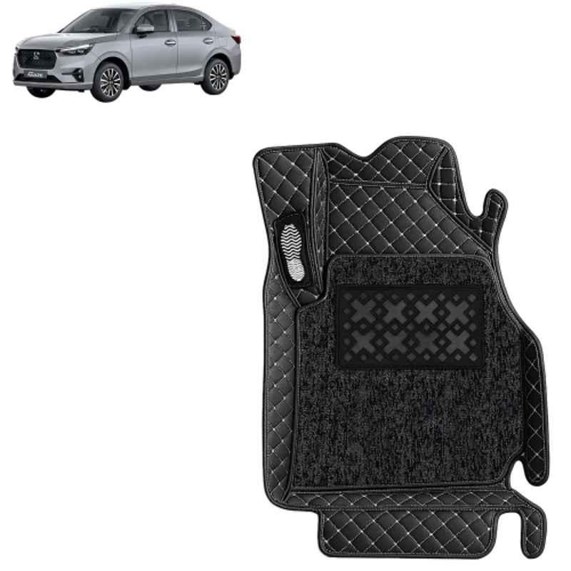 Kingsway 3 Pcs Premium 7D 100% Waterproof & Washable PU Leatherette Classic Black Car Floor Mat Set for Honda Amaze Manual 2025 Onwards All Model