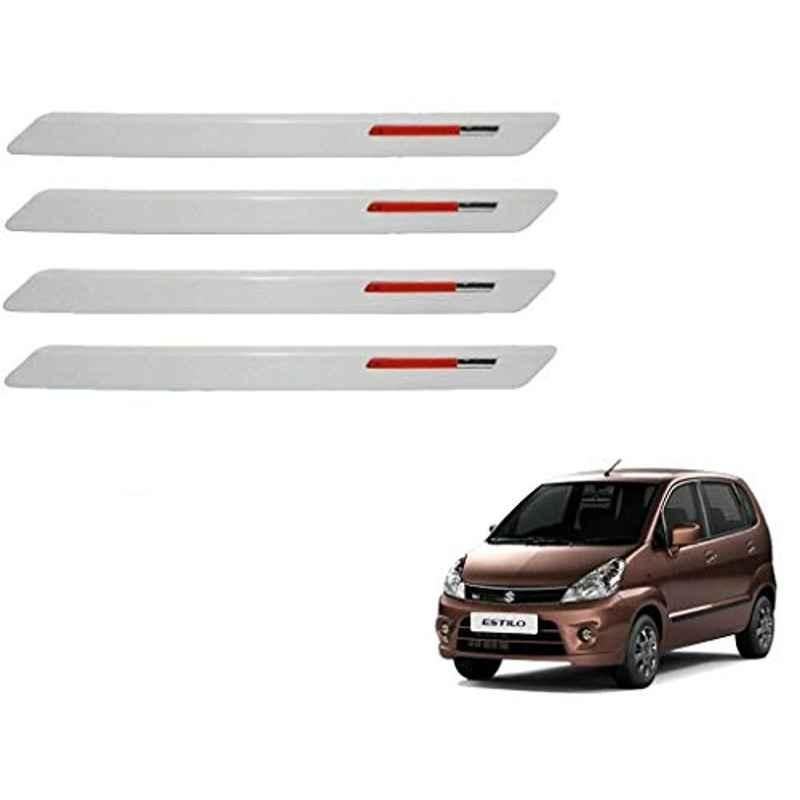 Kozdiko 4 Pcs White & Red Designer Car Bumper Protector Set for Maruti Suzuki Zen Estilo