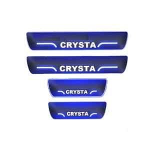 Car Accessories Hub 4 Pcs Acrylic Black Sill Scuff Plate Set with Blue LED for Toyota Innova Crysta All Model
