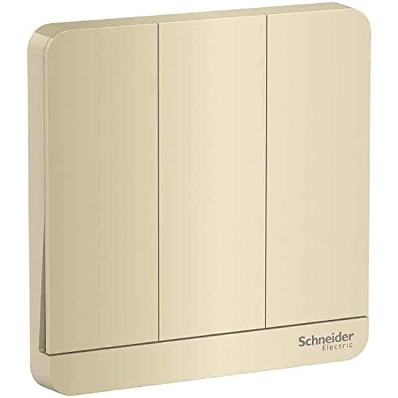 Schneider AvatarOn 16A 1 Way 3 Gang Polycarbonate Gold Plate Switch, E8333L1_WG