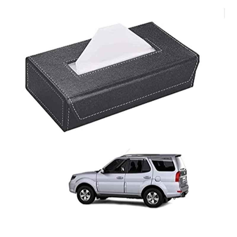 Kozdiko 100 Pulls PU Leather Grey Car Tissue Paper Box with 200 Sheets for Tata Safari Grand Dicor