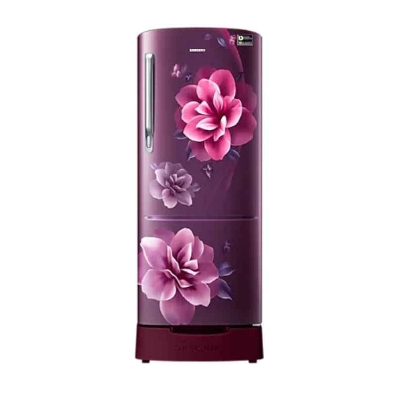 Samsung 192L 3 Star Camellia Purple Direct Cool Single Door Refrigerator with Digital Inverter Technology & Base Stand Drawer, RR20A182YCR