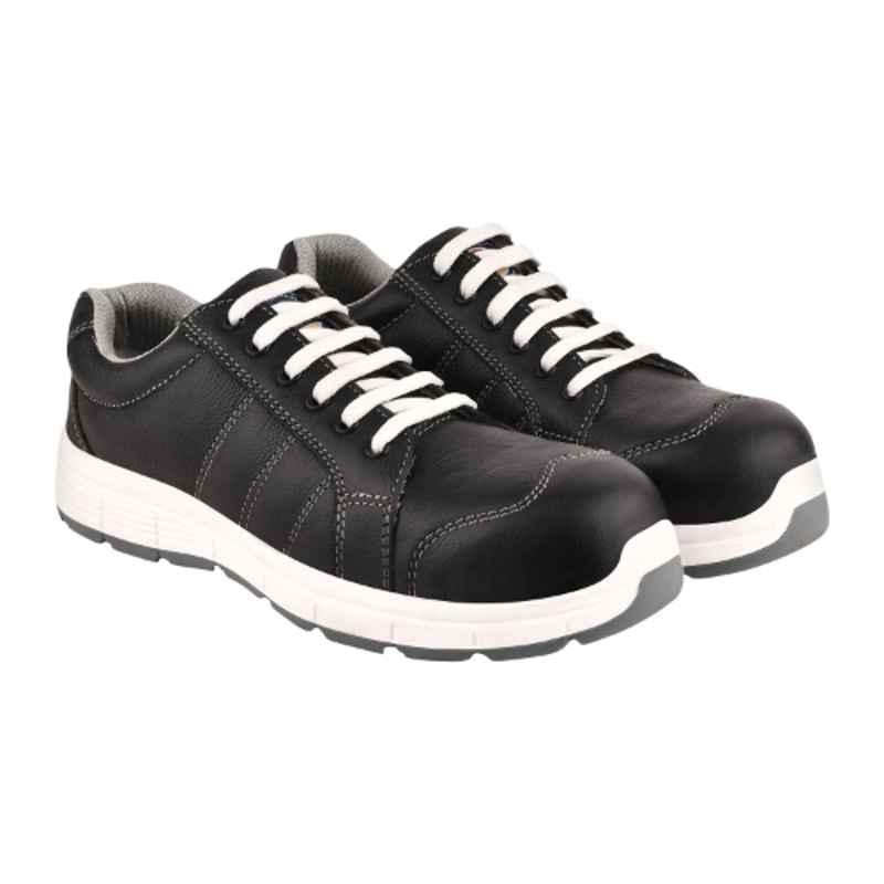 9K Jogger Leather Composite Toe Black & White Work Safety Shoes, Size: 6