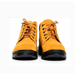 Darit ES-3-7 Leather Steel Toe Black & Mustard Work Safety Shoes, Size: 7