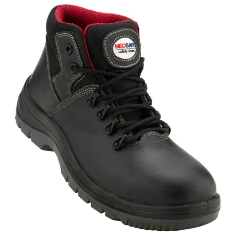 NEOSafe A2003-8 Kord Leather Black Safety Shoe with Toe Cap, KordA2003-6, Size 6