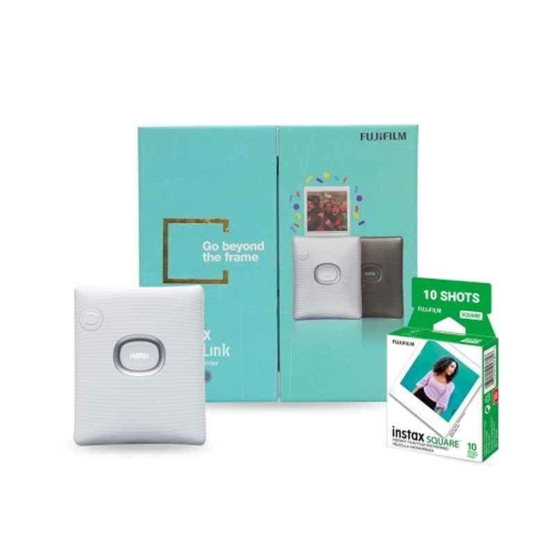 Fujifilm Instax Square Link 5ppm Ash White Smartphone Instant Photo Printer with 10 Pcs Shots