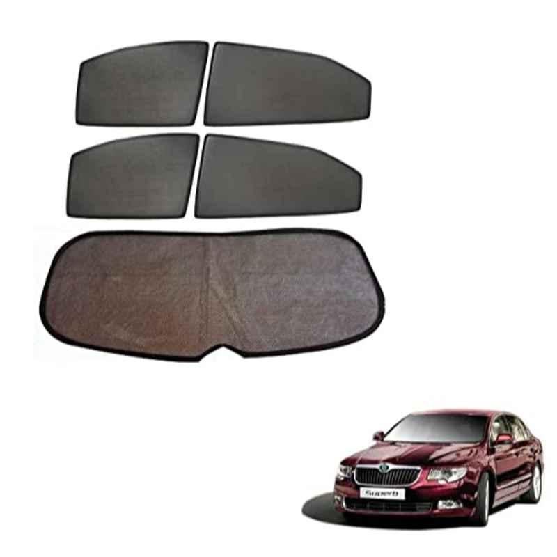 Kozdiko 5 Pcs Mesh Black Fixed Window & Rear Sun Shades Set for Skoda Superb