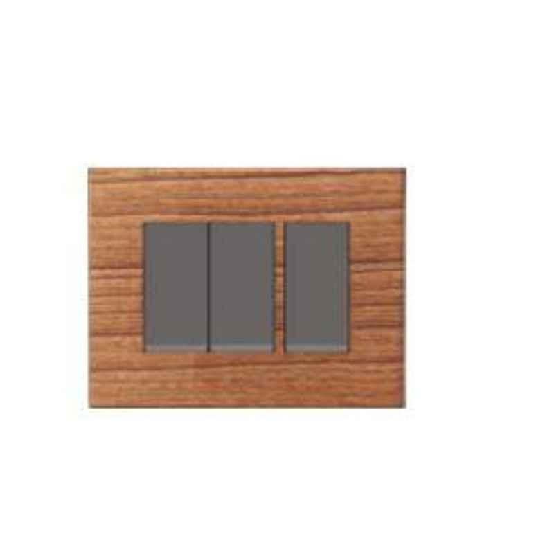 Polycab Caprina Levana 8 Module Horizontal Teak Wood Wooden Finish Cover Plate, SLV0900809