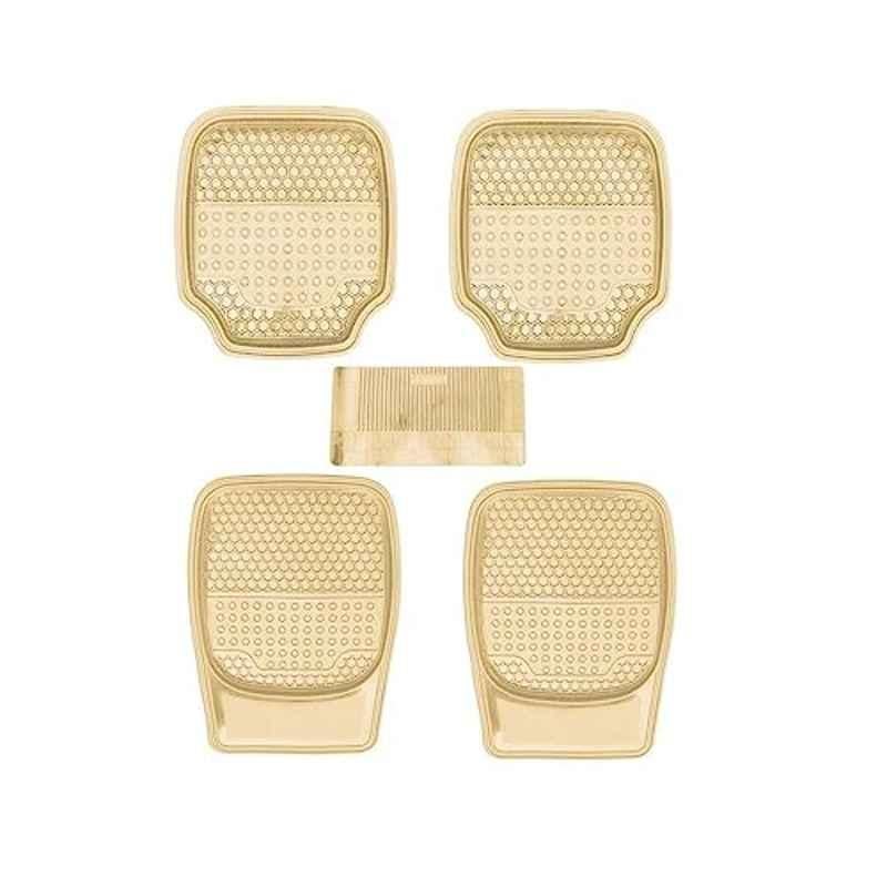 Kozdiko 5 Pcs 3G Honey Rubber & PVC Beige Heavy Car Foot Mat Set for Honda WRV, koz_56807