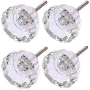 Atom 1.25 Inch Clear Crystal Glass Flower Cabinet Door knob (Pack of 4)