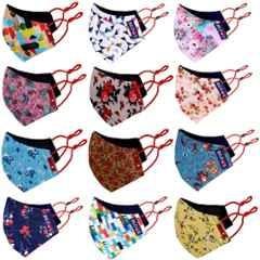 Wellstar 12 Pcs Cotton Breathable Reusable Flower & Crystal Face Mask Set  for Women & Girls with Adjustable Ear Loop, MASK2646