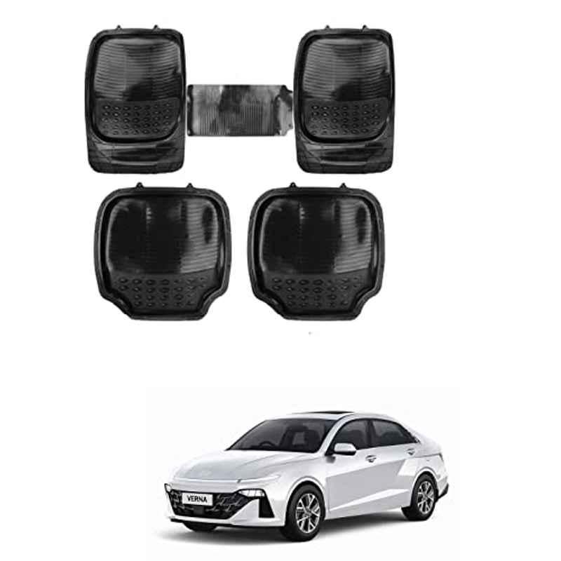 Kozdiko 5 Pcs 4G Beige Rubber & PVC Heavy Car Foot Mat Set for Hyundai New Verna 2023-Present, xvfcgfcg54