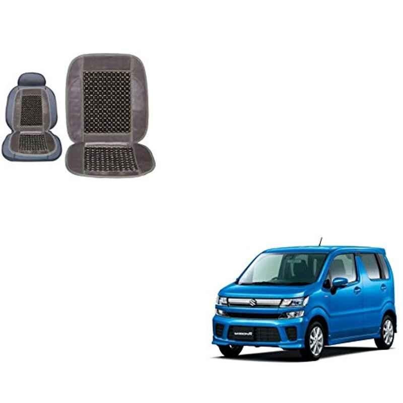 Kozdiko Wooden Bead Seat with Grey Velvet Border for Maruti Suzuki Wagon R 2019