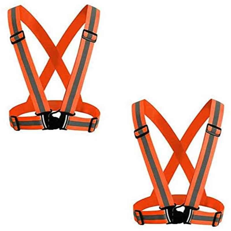 Aqson 2 Pcs Orange Adjustable Reflective Vest Belt with High Visibility Set
