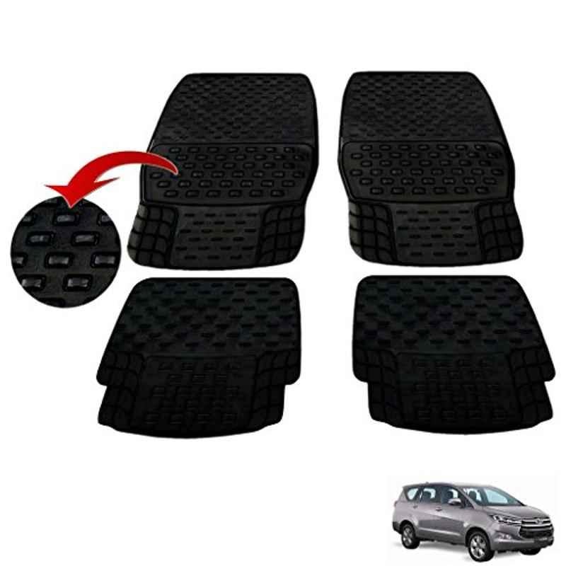 Kozdiko 4 Pcs PVC & Rubber Black Car Floor Mat Set for Tata Cars