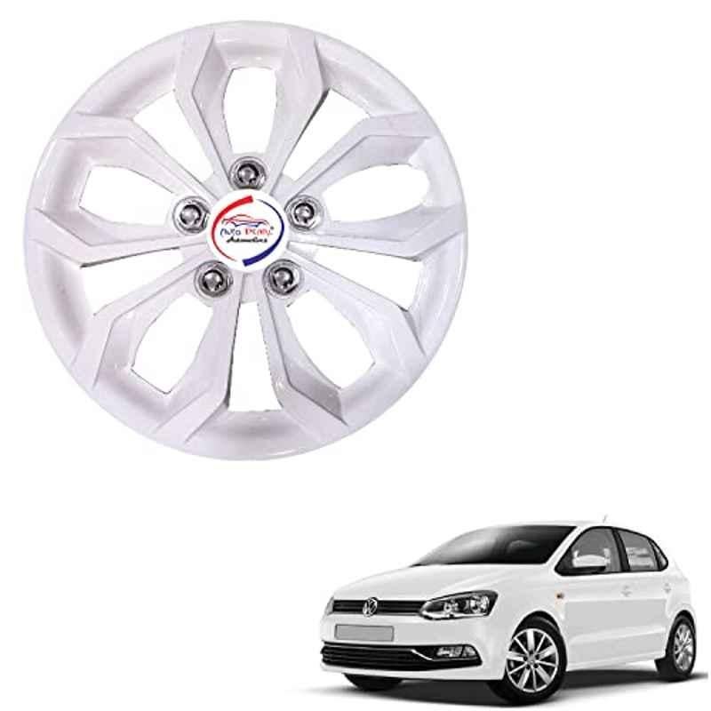 Auto Pearl 4 Pcs 15 inch ABS Pearl White BBR44 Hubcap Wheel Cover Set with Retention Ring for Volkswagen Polo Exquisite