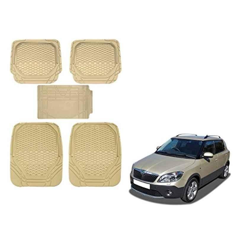 Kozdiko 5 Pcs 8855TW Beige Car Foot Mat Set for Skoda Faiba, koz_17773